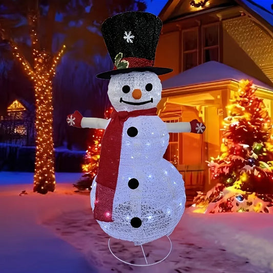 Glowing Snowman with Metal Stand