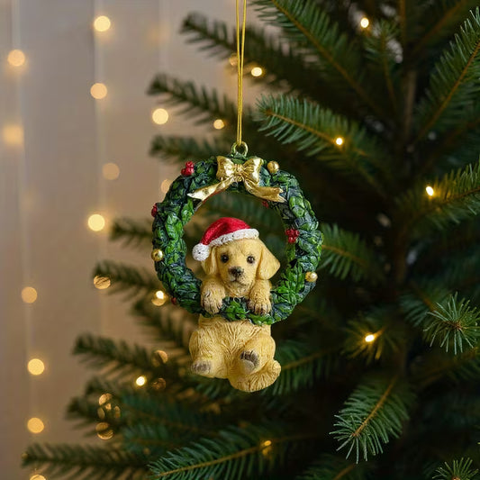 Festive Dog Resin Ornament