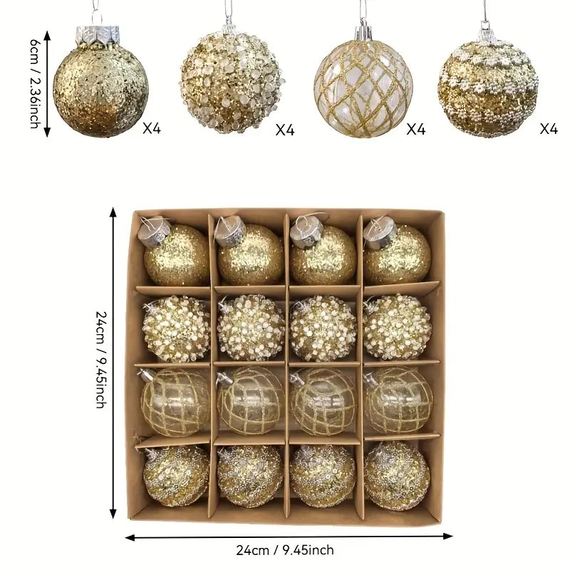 16-Piece Christmas Bauble Set – 2.4"