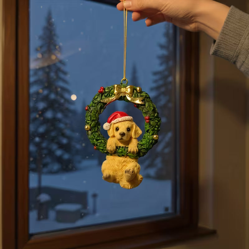 Festive Dog Resin Ornament