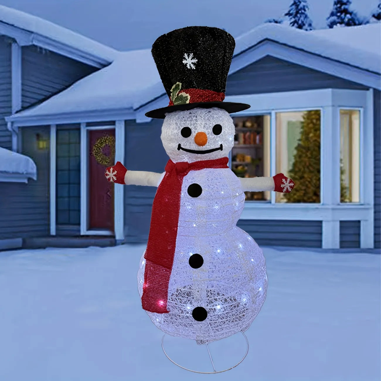 Glowing Snowman with Metal Stand